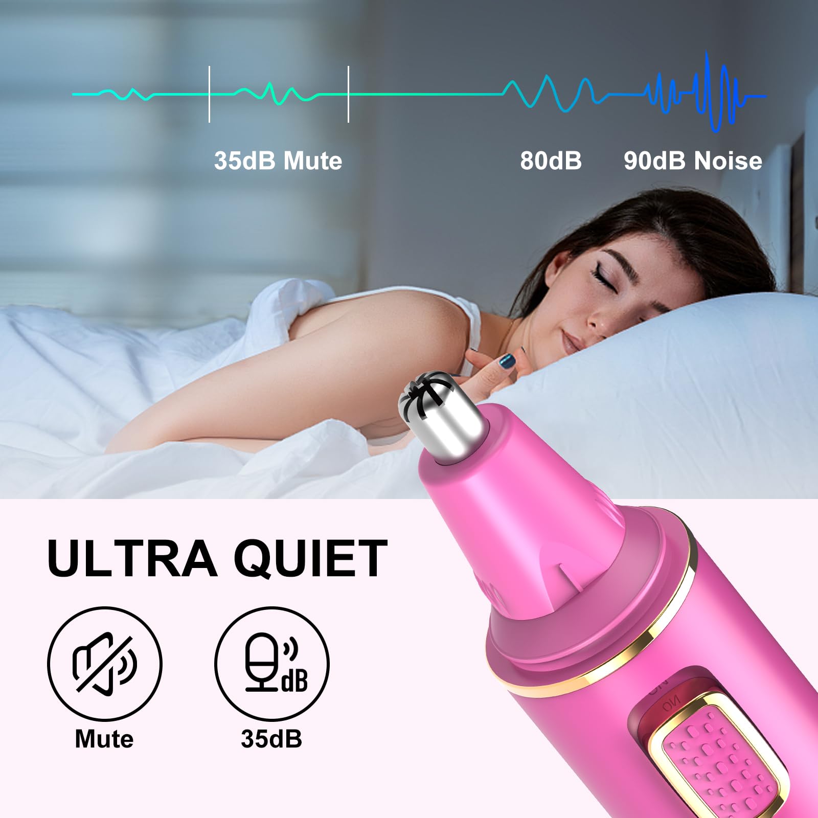 Nasenhaartrimmer für Frauen, 2024 Schmerzloser USB Wiederaufladbarer Nasenhaarschneider, Ohr- und Nasenhaarschneider für Frauen, Professioneller Gesichtshaartrimmer mit IPX7 wasserdichten Dual Edge