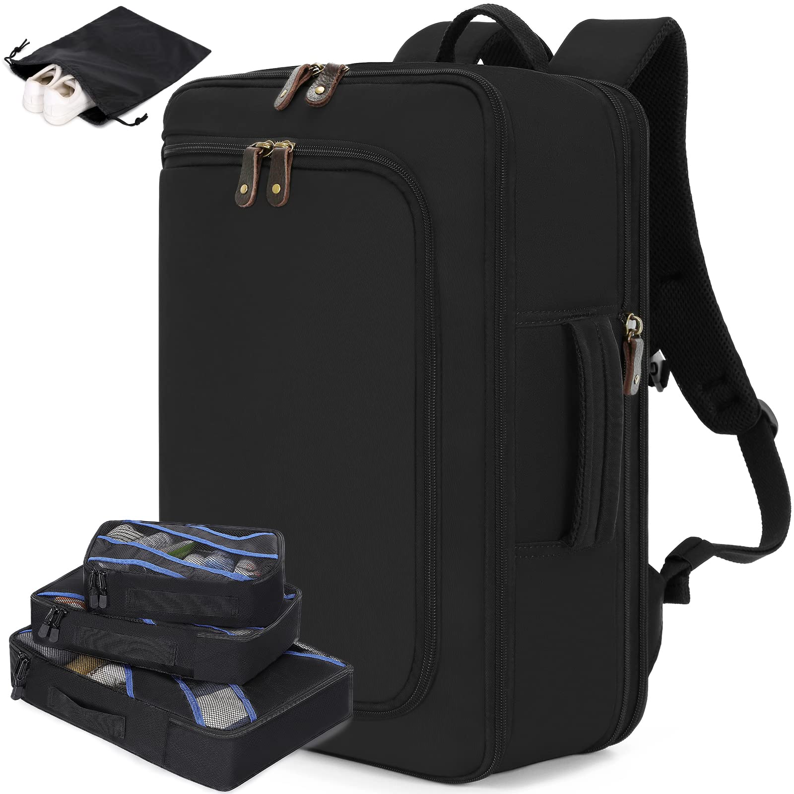 G-FAVOR Travel Backpack for Men Women, Carry on Backpack Flight Approved with 4 Packing Cubes