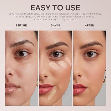 Under Eye Brightener with Brush - Dark Circles Under Eye Concealer Full Coverage - Under Eye Colour Corrector Concealer for Mature Skin,Waterproof Foundation Face Makeup Brush Kit(01 Light-Medium)