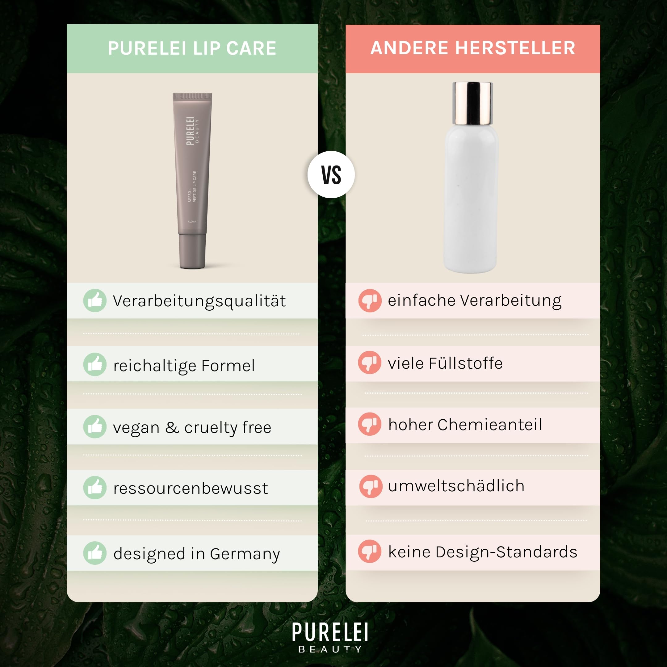 PURELEI® Aloha SPF50 Peptide Lip Care (10 ml) – Schützende Lippenpflege für geschmeidige und zarte Lippen – Lippenpflege trockene Lippen