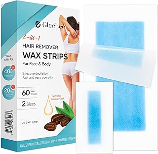 Tiras de depilación para depilación, incluyendo 40 viajes corporales y 20 tiras faciales para cara, brazos, piernas, axilas y bikini, 60 unidades