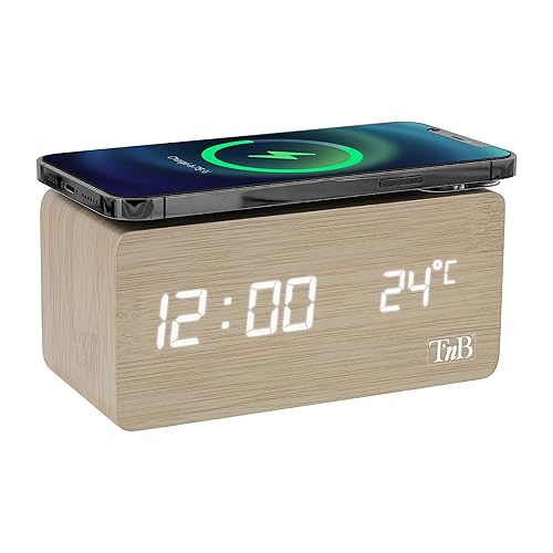 T'nB - Réveil Dynamo avec Chargeur Induction 10W, Alimentation Filaire
