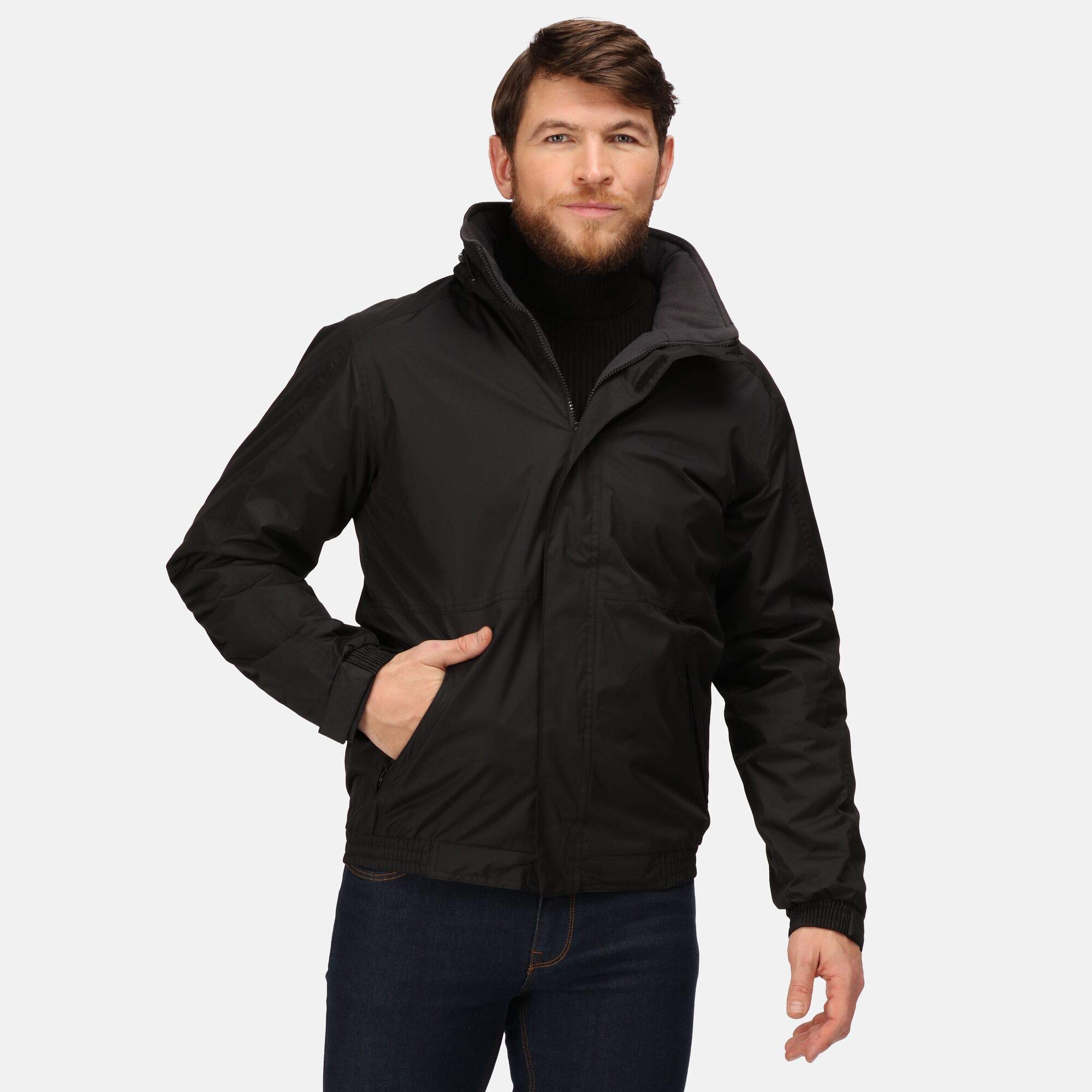 Regatta Dover Waterproof Concealed Hooded Fleece Lined Bomber Jacket Jackets Waterproof Insulated, Hombre, Classic Red/Navy, M