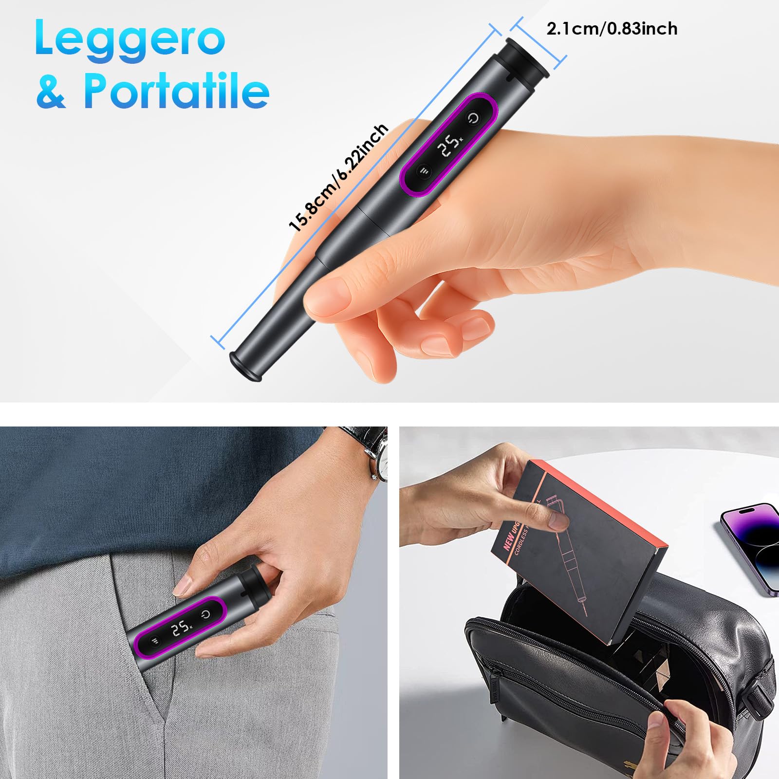 Diealles Shine Mini Trapano Elettrico a Batteria con 10 Punte, 5 Velocità, Ricarica USB per Gioielli/Legno/PCB