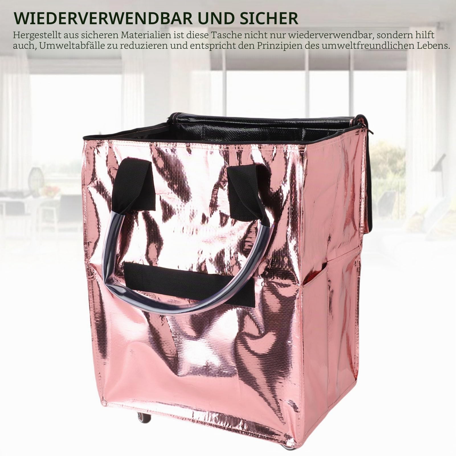 SIXRUN Tragbare Einkaufswagentasche mit Rollen, Großes Fassungsvermögen, Multifunktionale Einkaufstasche für Wiederverwendbares und Sicheres Einkaufen, Ideal für den Täglichen Einkaufsbedarf