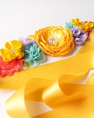 Miniatura 4 de Baby Bee Baby Shower Mommy Sash Embarazo Sash Recuerdo Baby Shower Flor Cinturón de vientre, Amarillo