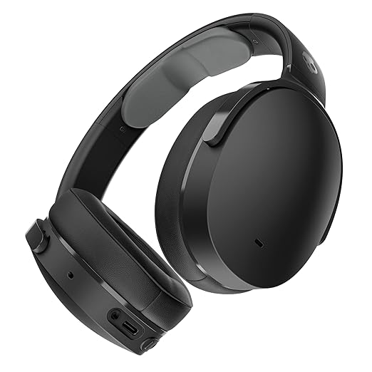 Skullcandy Hesh ANC Smartchoice Active Noise Cancelling Wireless Headphones with 40mm Drivers, 22Hr Playtime + Rapid Charge, Flat-Folding and Collapsible,Light Weight,Work with Android and iOS- Black
