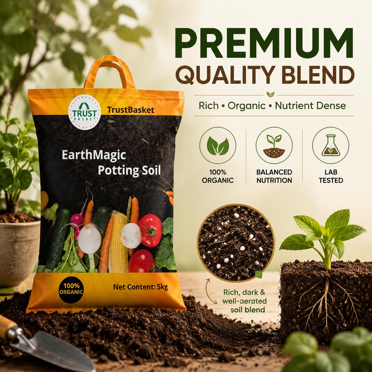 TrustBasket Enriched organic Earth Magic Potting Soil Fertilizer for Plants, 5 Kg 2