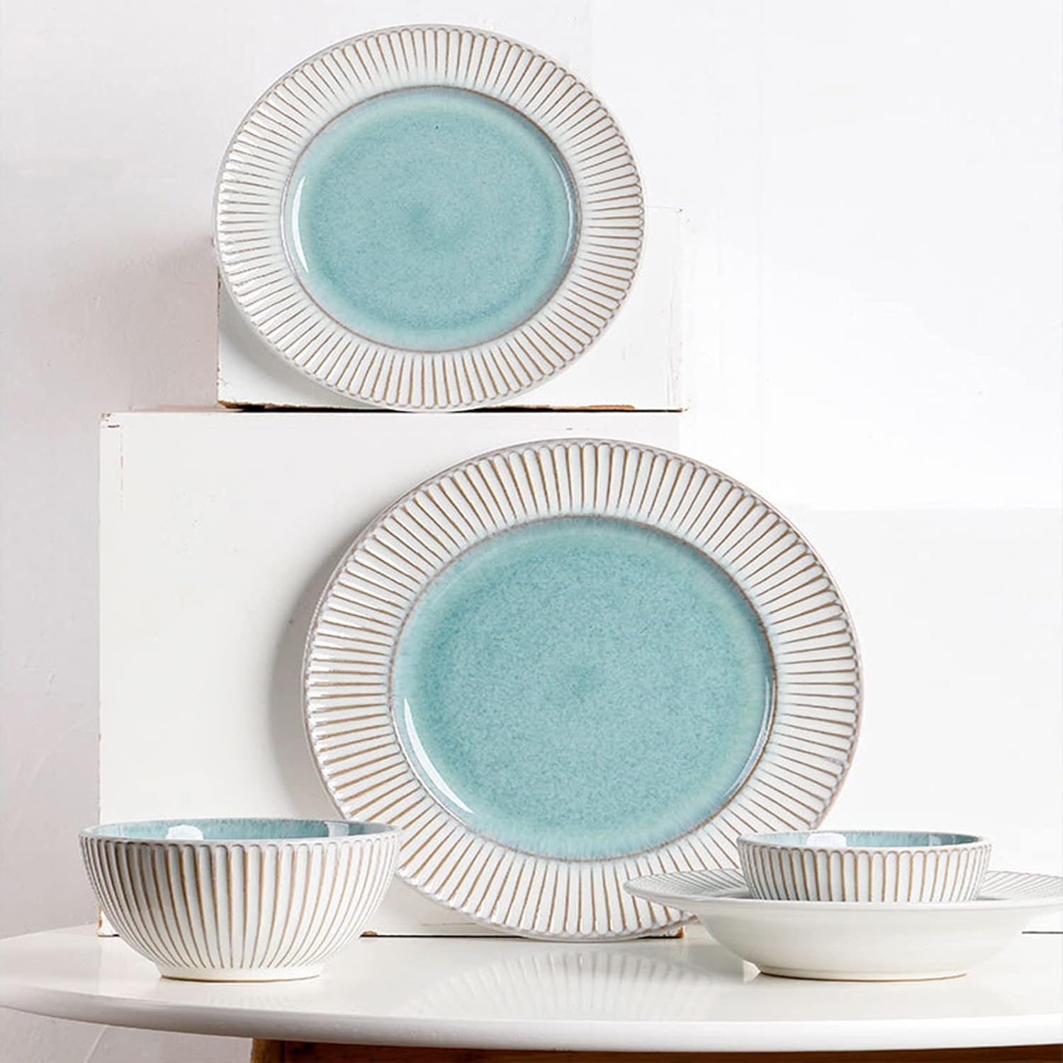 Dinnerware Set 12 Piece Stoneware Tableware for 6 Dish