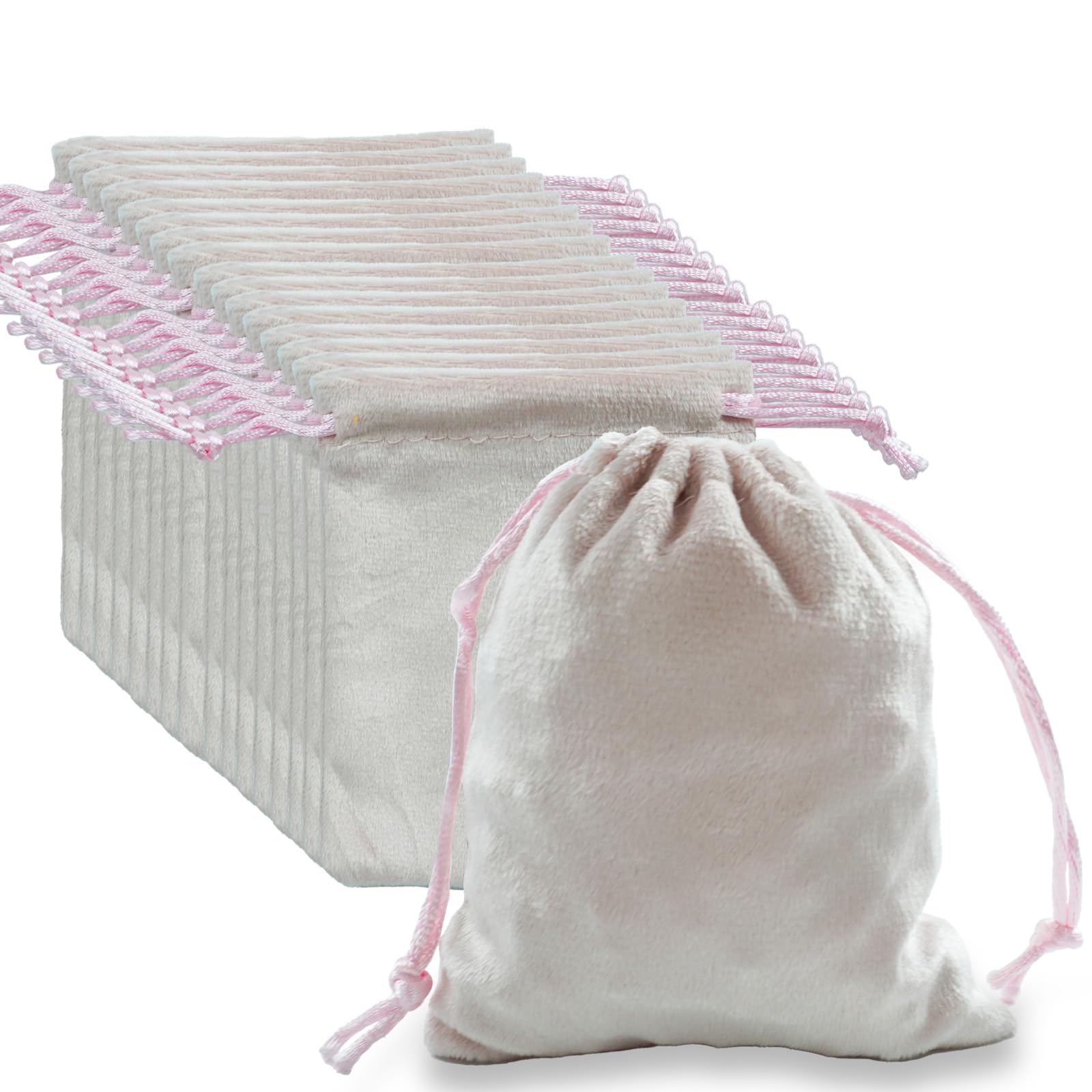 Bairdish Pink Drawstring Gift Bags,16 Pcs Velvet Cloth Coin Purse,3.9inch*4.7inch Small Favor Bags for Jewelry Candy Crystals Storage Crafts Party Supplies