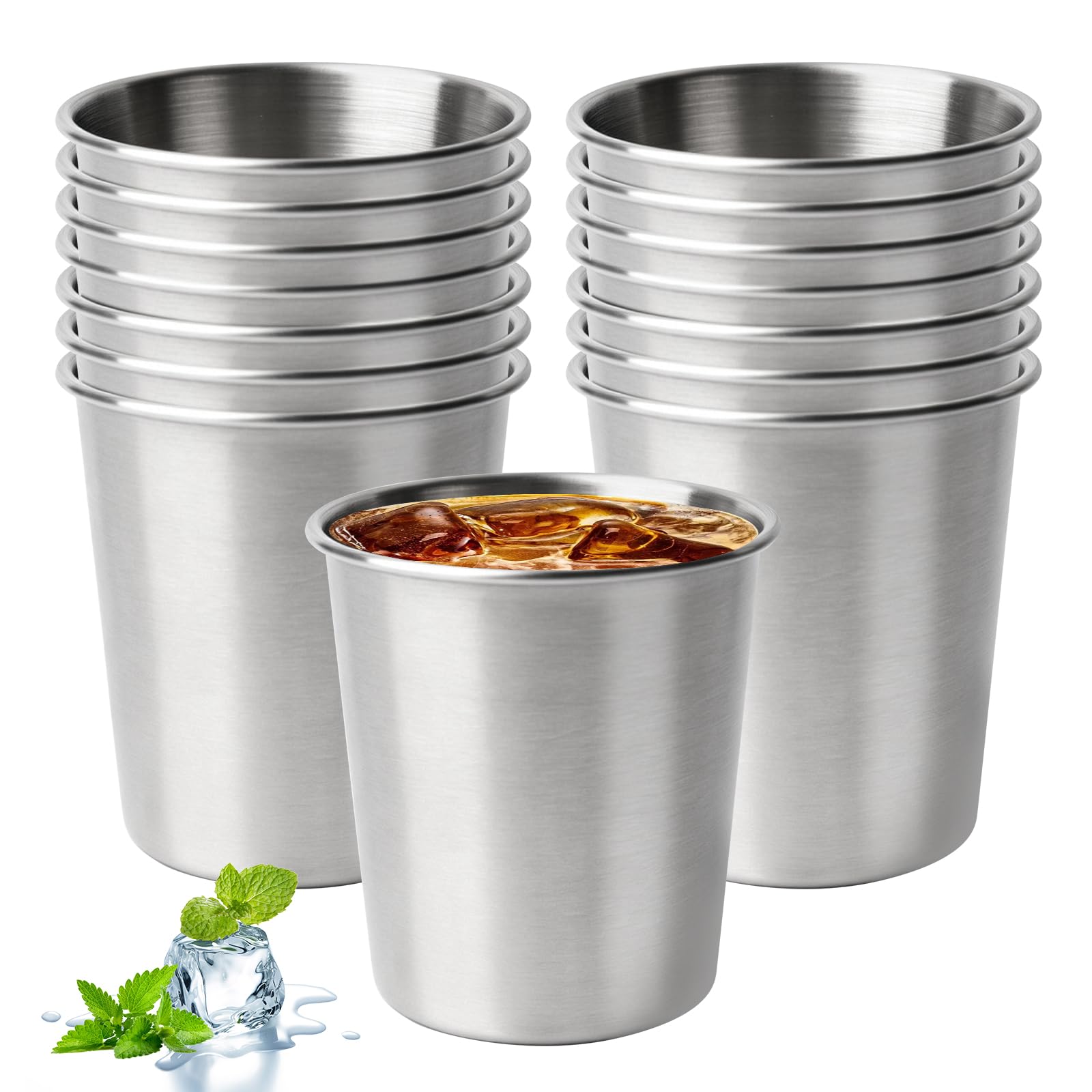 15 Stück Edelstahlbecher 260 ml, Edelstahl Becher Set, Camping Becher, Stapelbar Trinkbecher Schnapsbecher Metallbecher Bierkrüge, Edelstahl Tassen für Zuhause, Restaurant, Party, Picknick