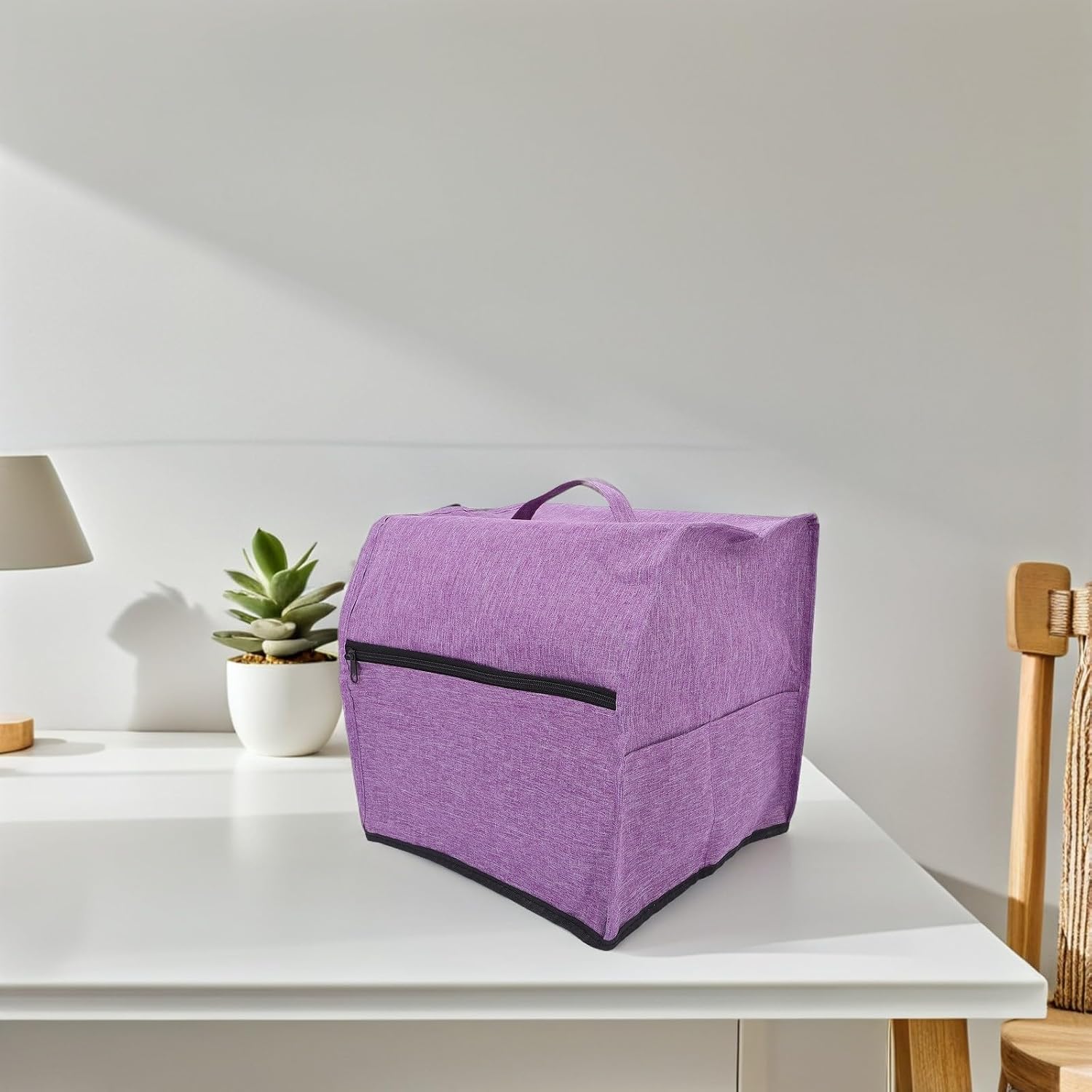 Sewing Machine Dust Cover with Storage Pockets, Purple 31.5x29x28.5cm, Portable Carry Bag for Household Sewing Accessories and Tool Organizer