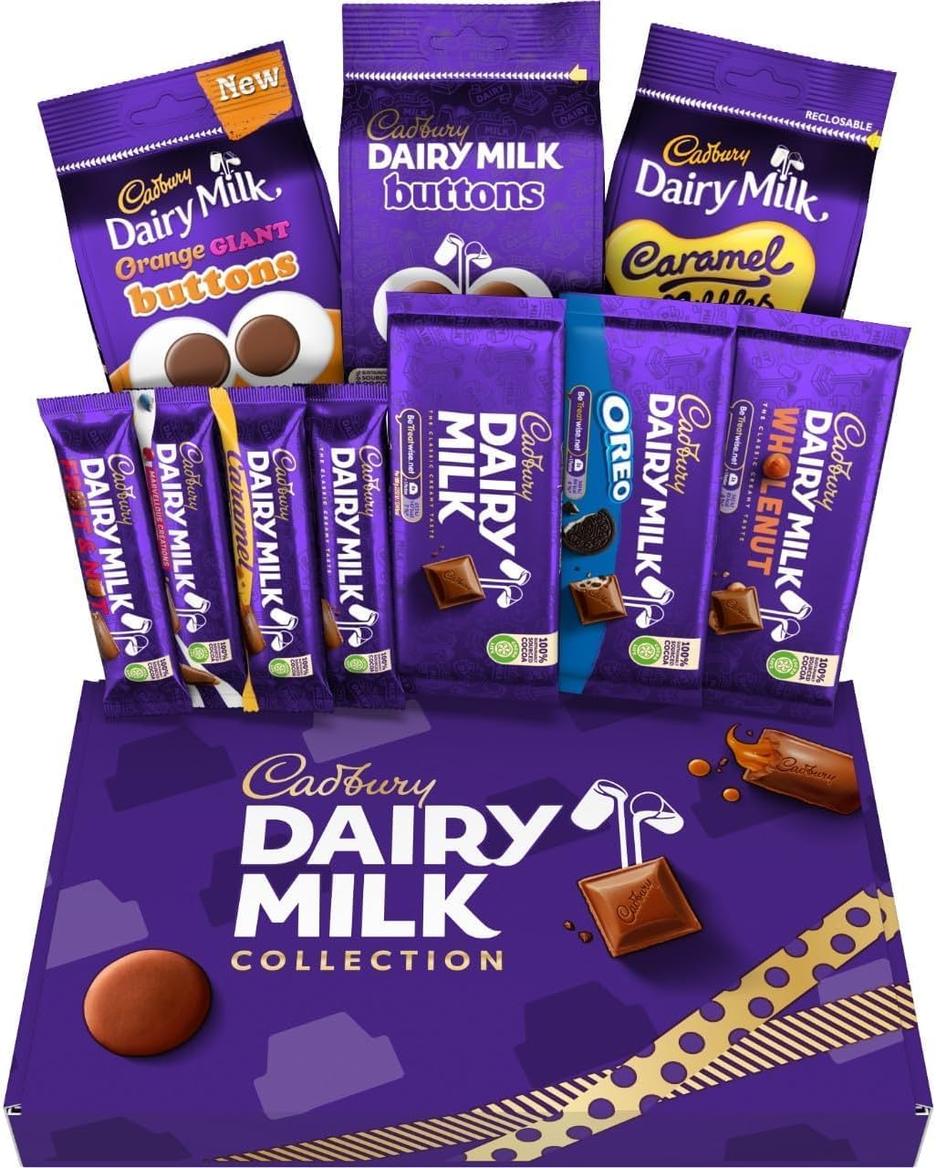 Cadbury Dairy Milk Big Night In Deluxe Hamper, Includes 10 Assorted Chocolate Bars and Bags, Great for Gifting, 836 g (Pack of 1)