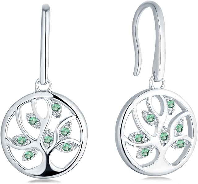 JO WISDOM Tree of Life Earrings,925 Sterling Silver Family Tree Drop Leverback Earrings,Jewellery for Women