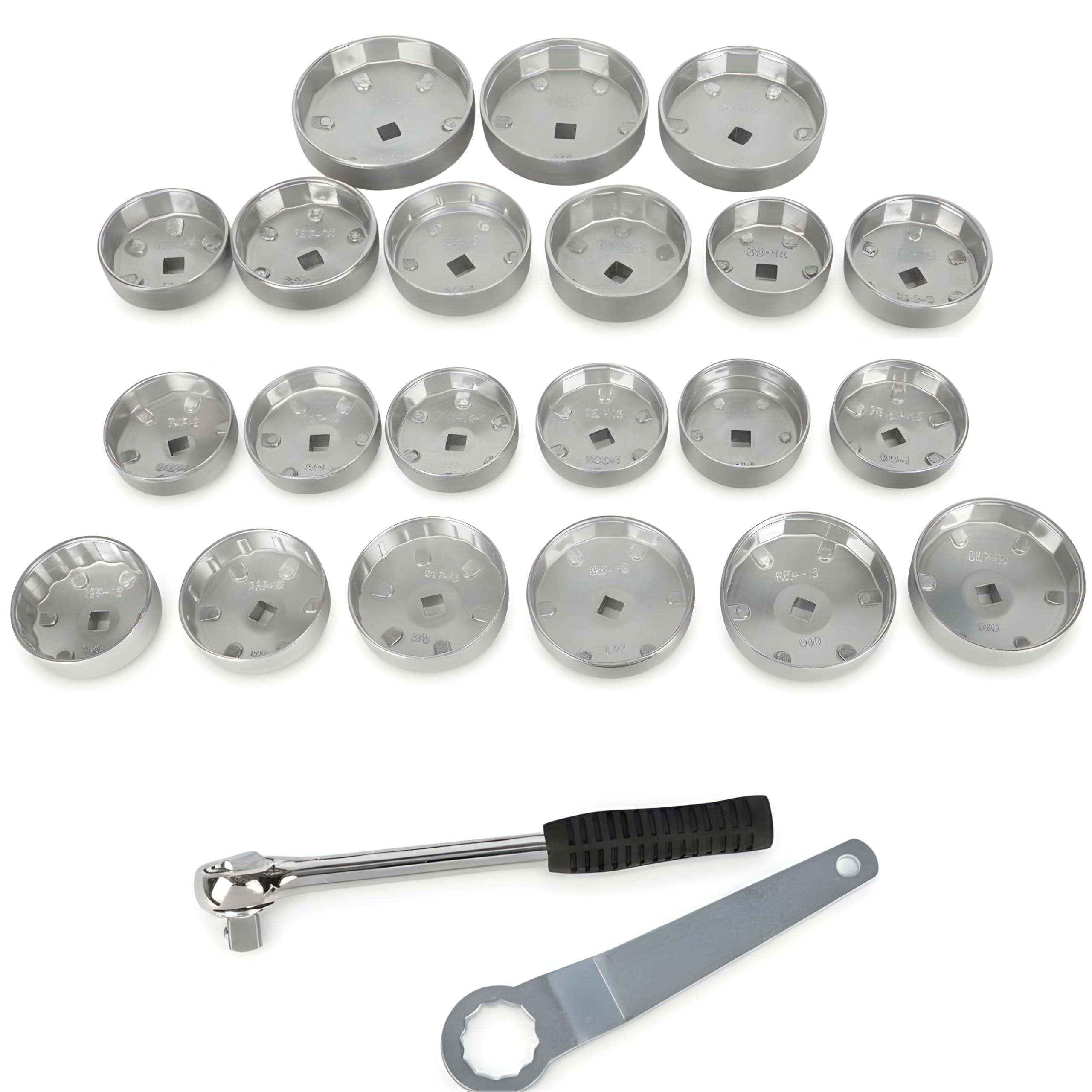 KATSU Set Chiavi Filtro Olio 23 Pezzi 1/2" 65-101mm Alluminio Custodia