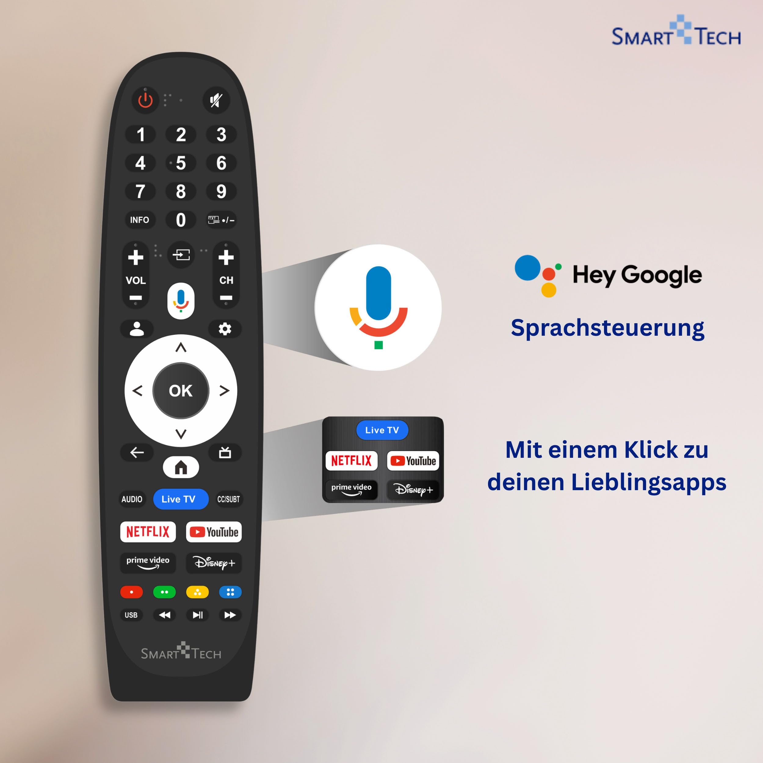 Smart Tech 43QG06V QLED Fernseher 43 Zoll Google TV - 4K UHD mit HDR, Bluetooth und Triple-Tuner, 3X HDMI, 2X USB (2026)