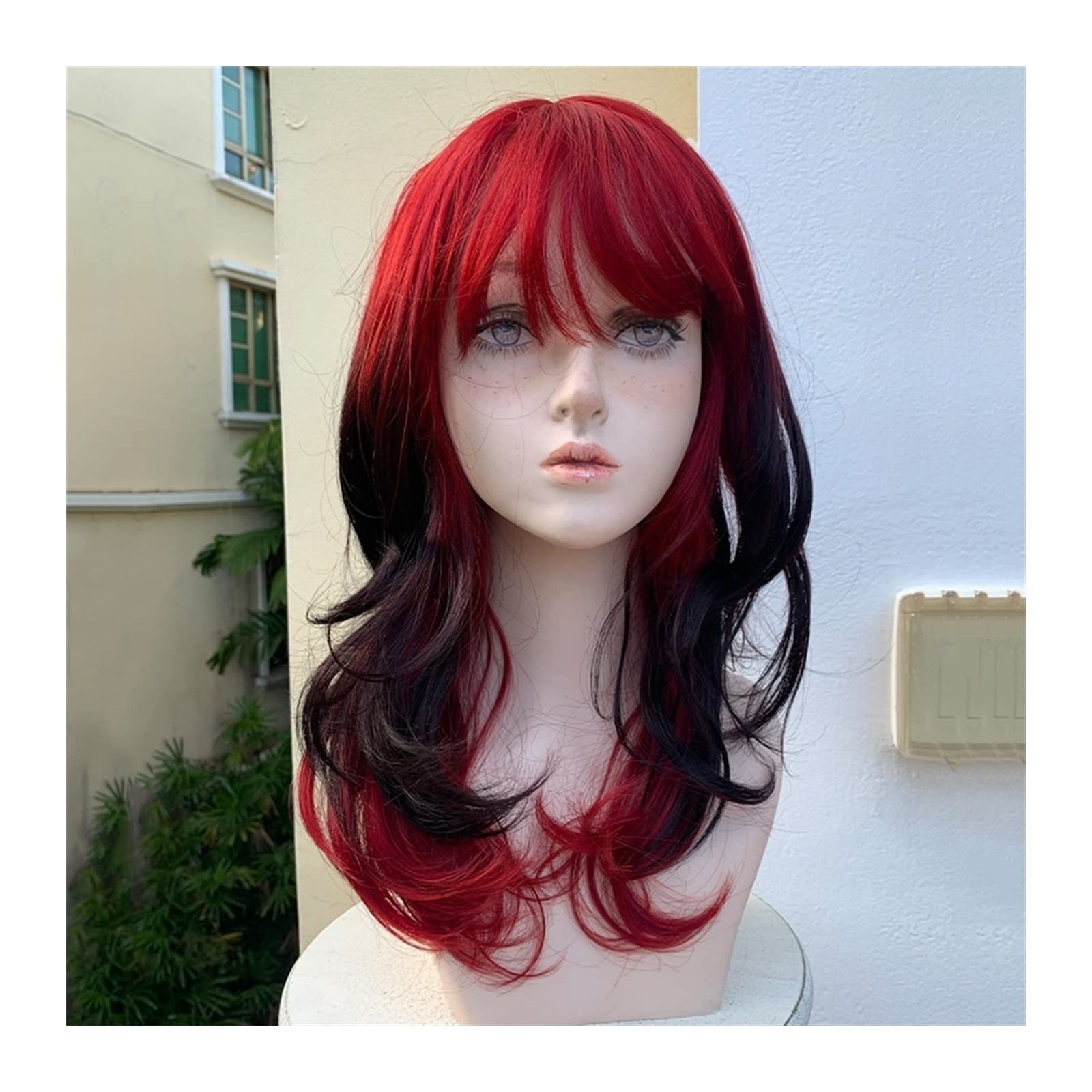 Peruki dla kobiet Peruki z lokami Długie Falowana Peruka syntetyczna grzywką Czerwony Gradient Czarny Lolita do cosplay Naturalne Termoodporny na Codzienny Kostium imprezowy Halloween