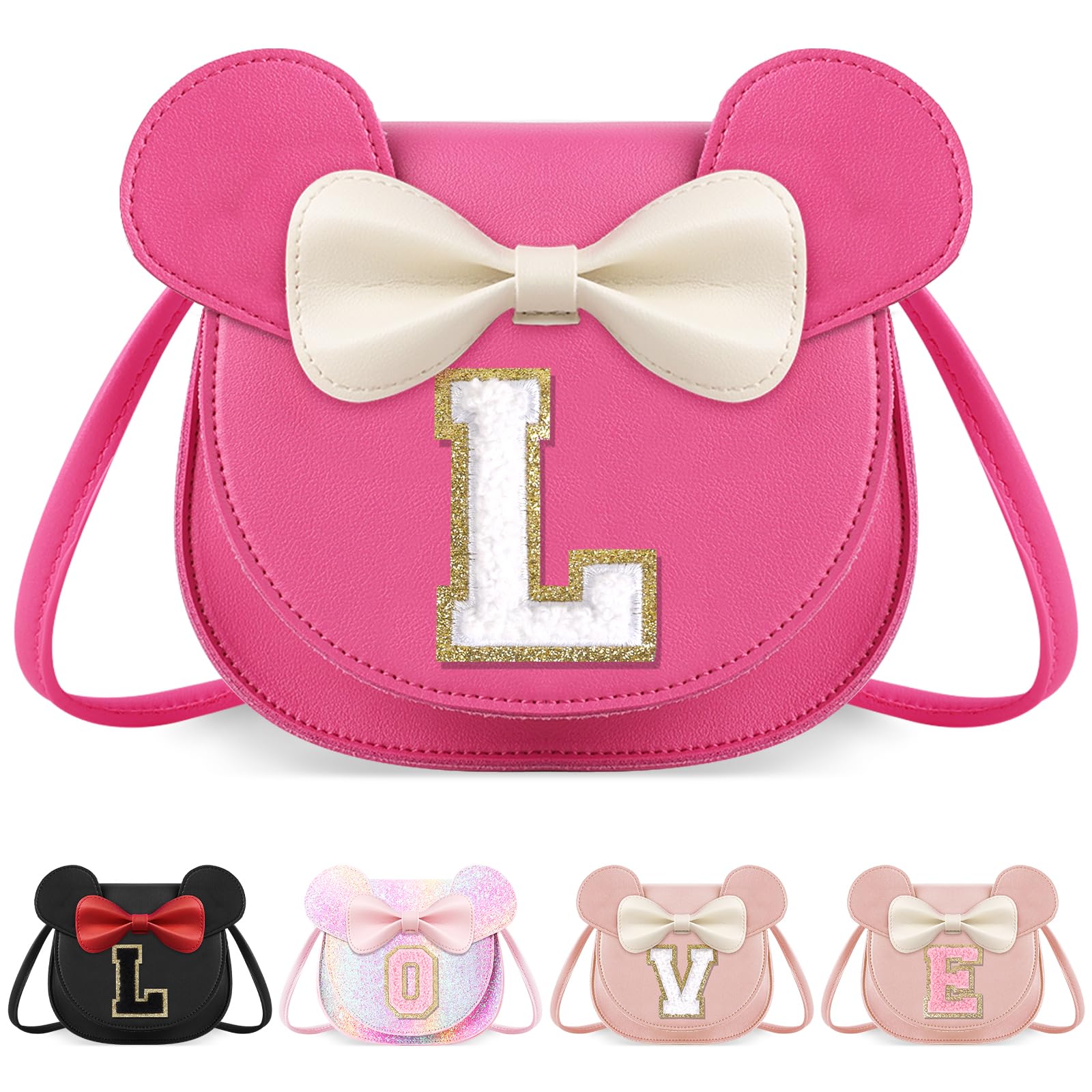Little Girl Toddler Purse - Cute Mouse Ear Bow Crossbody Bag for 2-8 Year Olds - Birthday Gift