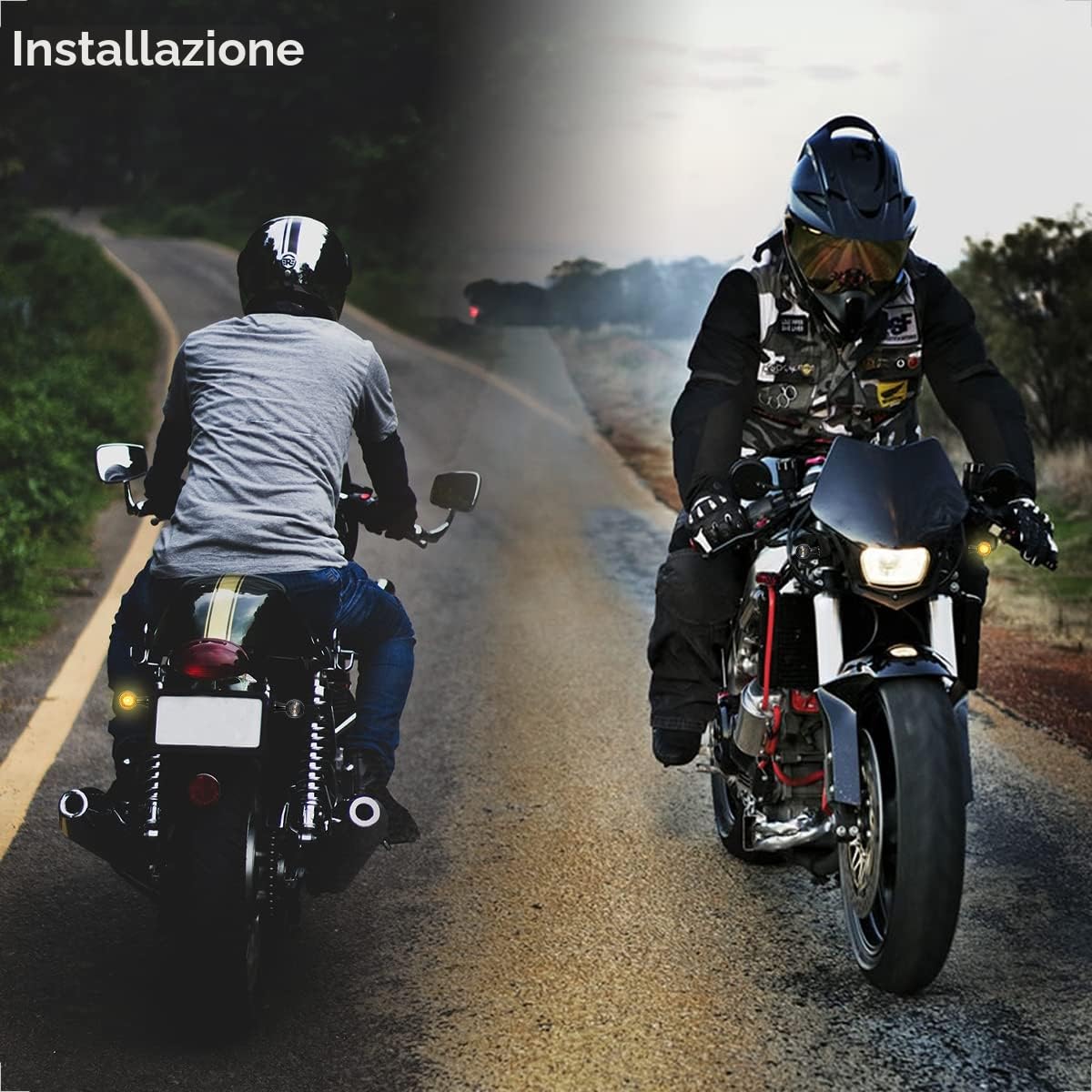 evermotor 12V 4 Pezzi E24 Mini Frecce Moto Omologate,Frecce LED Universale Indicatori Segnale Bullet Lega di Zinco Investimento Casting IP67 Impermeabile E-mark