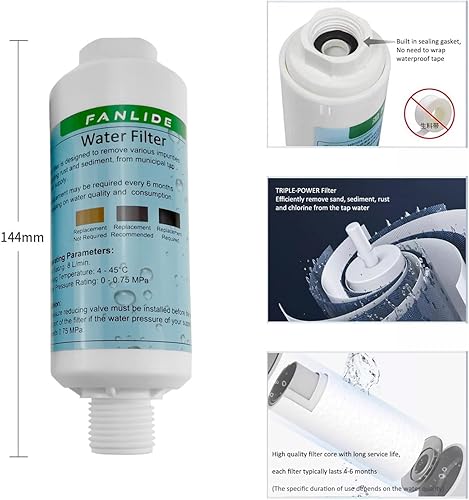 Miniatura 4 de Filtro de agua de bidé para asientos electrónicos de bidé, sistema de filtro de agua de inodoro, roscas de 1/2 pulgada, 5 filtros + 2 adaptadores,