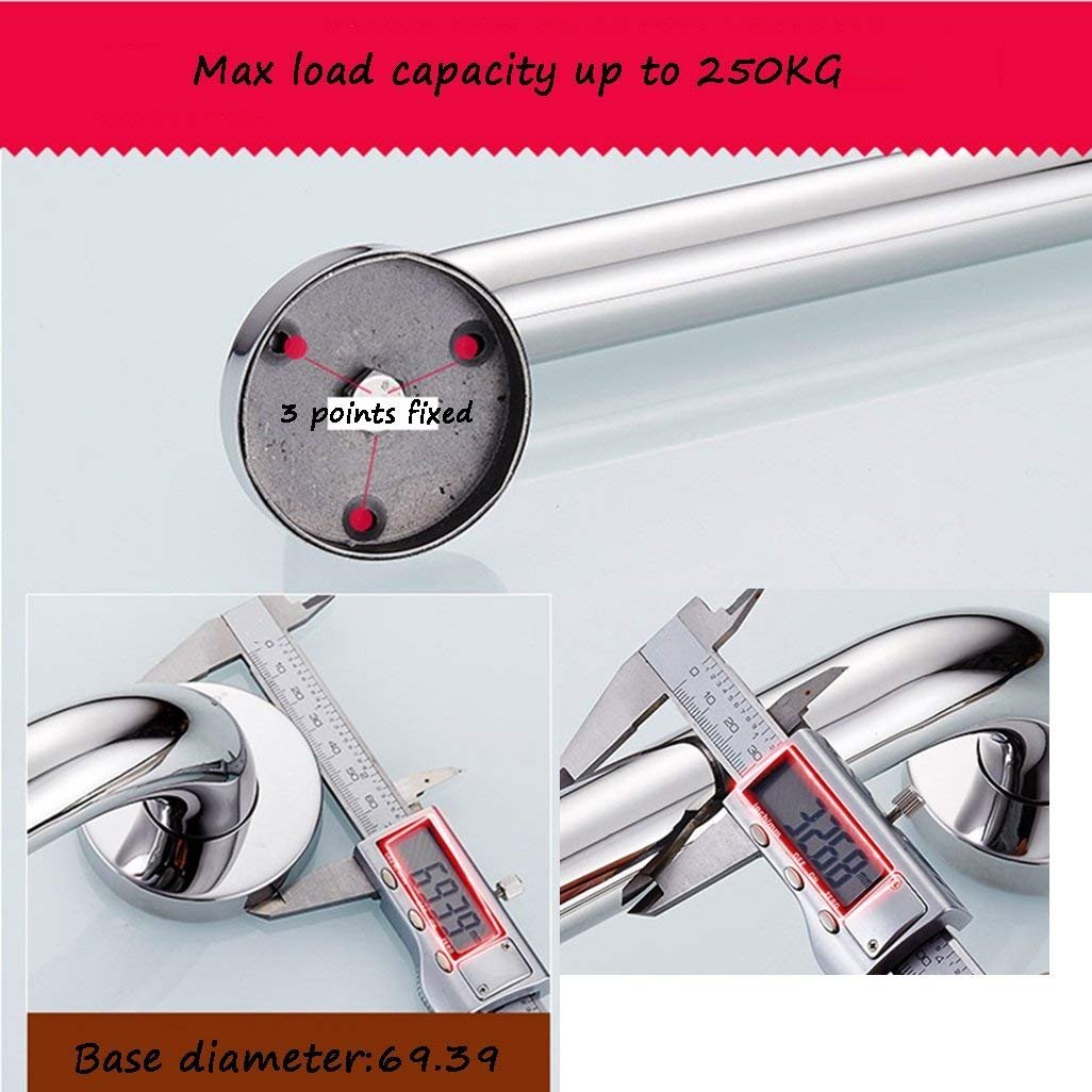 Barra di Sostegno in Acciaio Inox 304, Montaggio a Parete, Finitura Lucida, Antiscivolo, Supporto di Sicurezza per Anziani/disabili, Maniglia di Supporto per WC/Doccia, Bagno (3 Mi