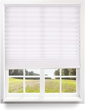 Window Shades - Cordless Pleated Light Filtering Window Blinds - Trim to Fit - Easy to Lift - No Tools Required - 36in x 64in Fits windows 25"- 36"