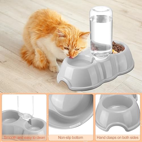 Miniatura 19 de Kit de iniciación de 7 piezas para gatos pequeños, caja de arena para gatos con alfombrilla de arena para patas de pala, cuencos dobles automáticos