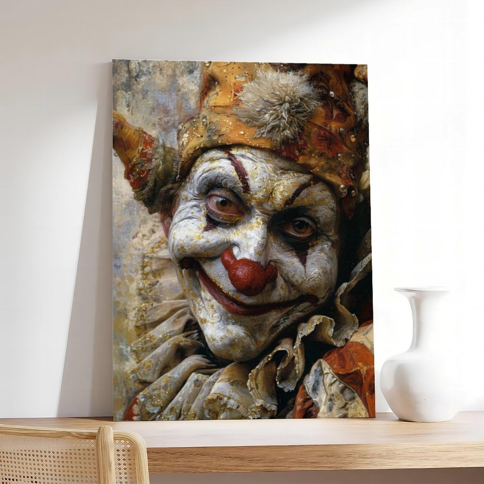 QOTOPGPG Stampa artistica su tela, motivo: Commedia Dell'Arte, decorazione artistica da parete per soggiorno, camera da letto, 60 x 90 cm