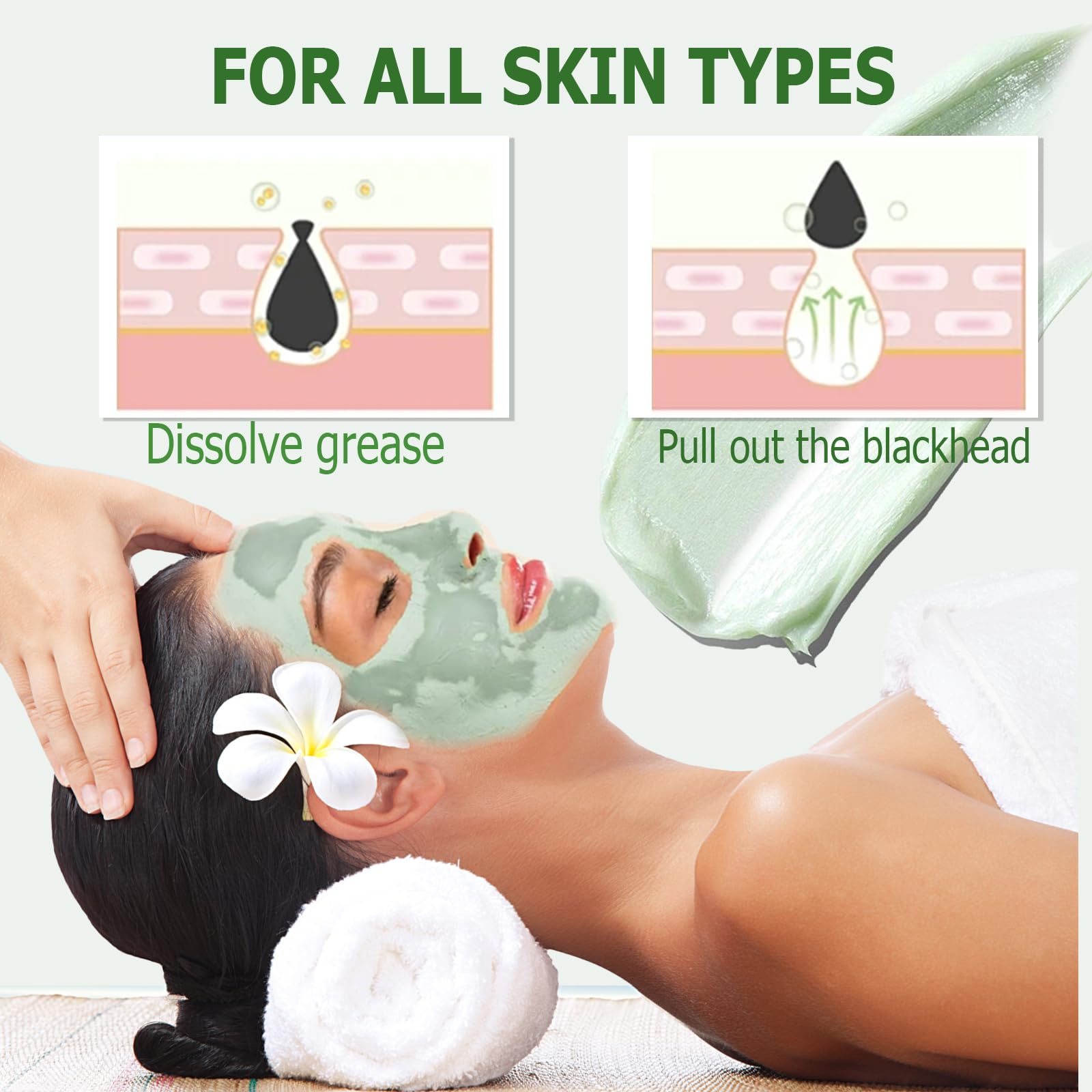 2 opakowania Green Mask Stick,Zielona herbata Oczyszczająca Maska do oczyszczania herbaty, Maska do czyszczenia i głębokiego oczyszczania, głębokie czyszczenie i kontrola oleju, dostosuj równowagę
