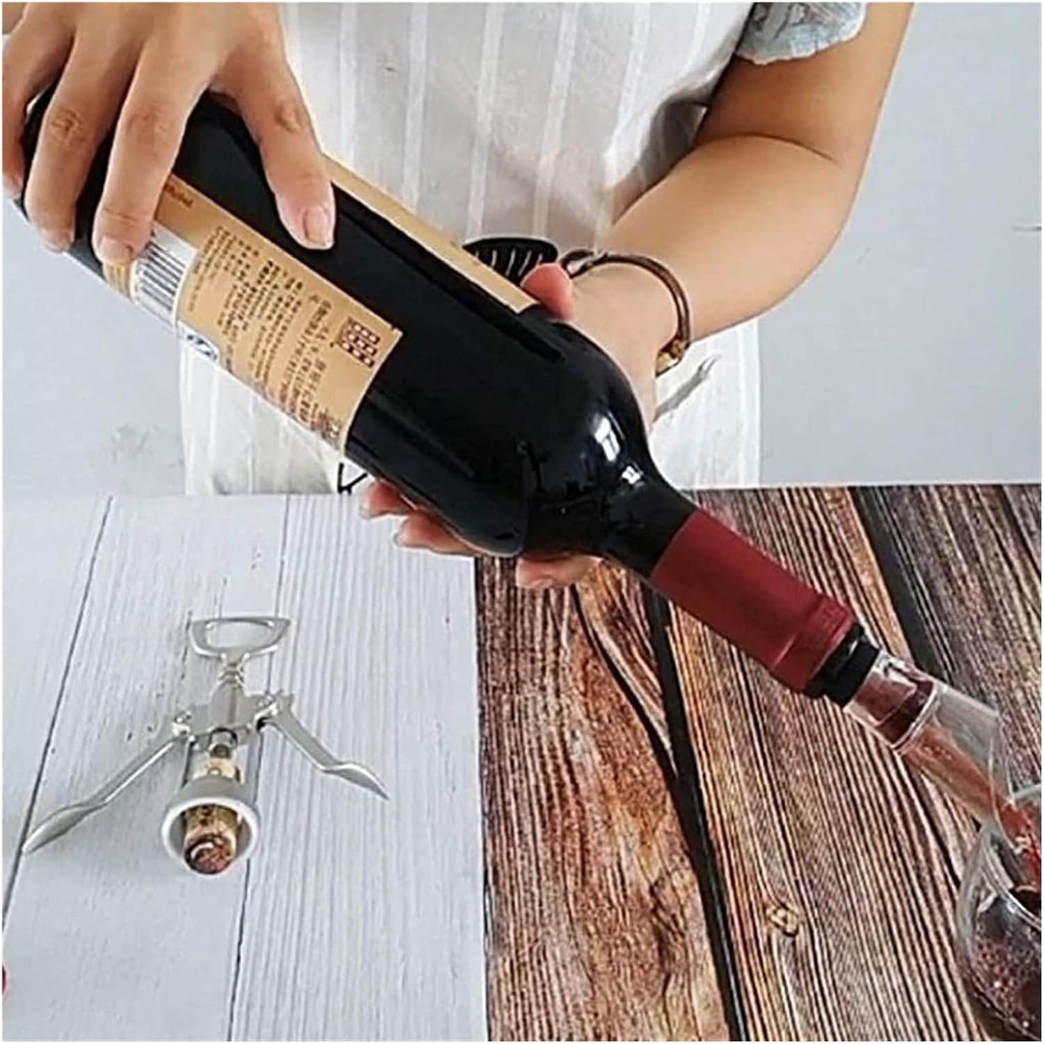 Wing Corkscrew for Red Wine Beer, Wine Corkscrew for All Cork Stoppered and Beer Cap Bottles