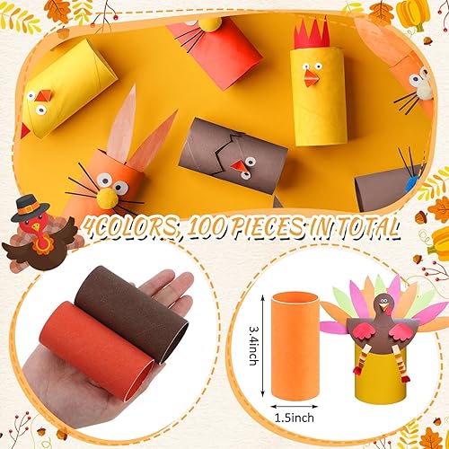 Miniatura 2 de Paquete de 100 tubos de cartón para manualidades, 1.57 x 3.35 pulgadas, rollos vacíos de papel higiénico, tubos redondos gruesos para la escuela,