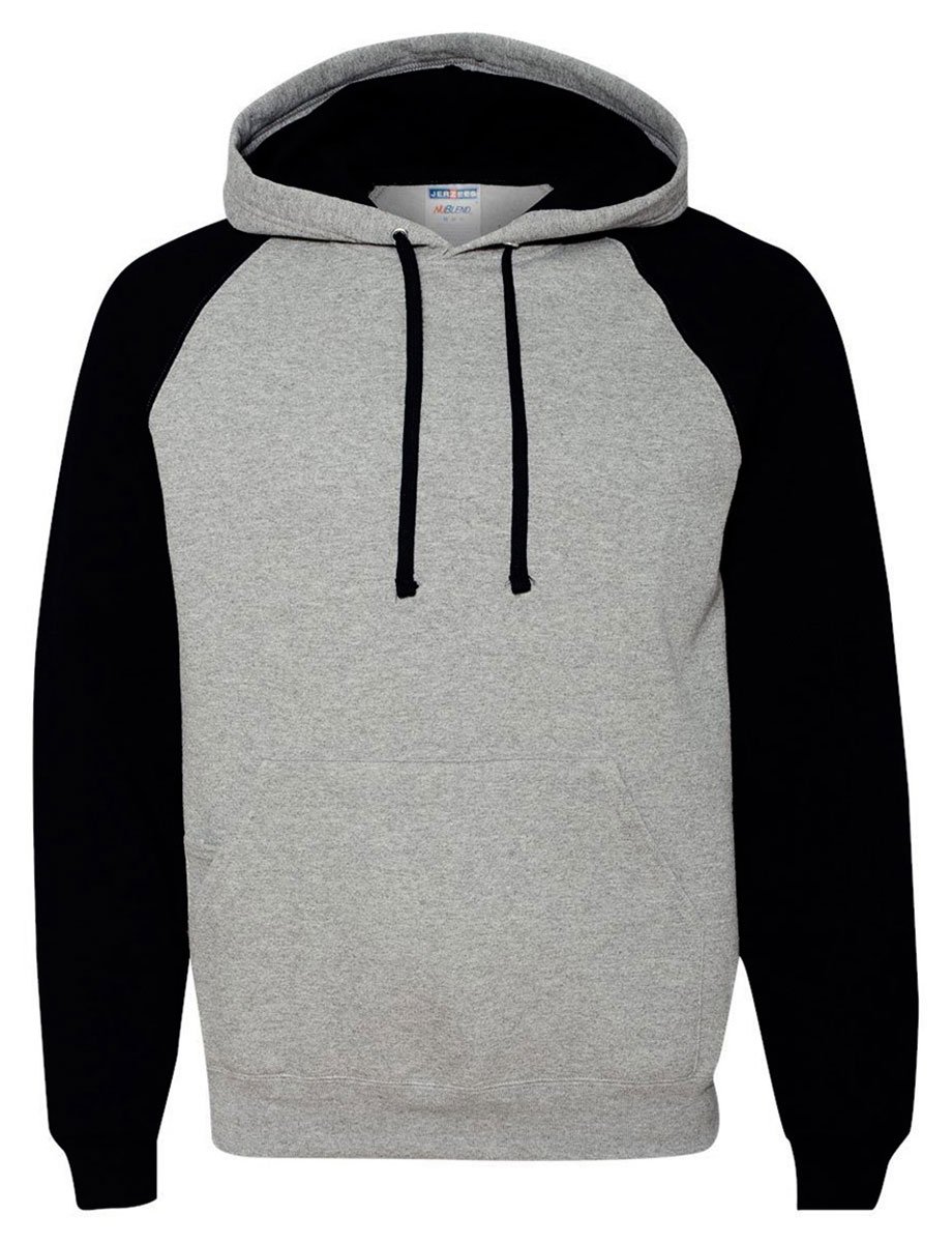 Jerzees NuBlend Men's 8 oz 50/50 Colorblock Raglan Hooded Sweatshirt