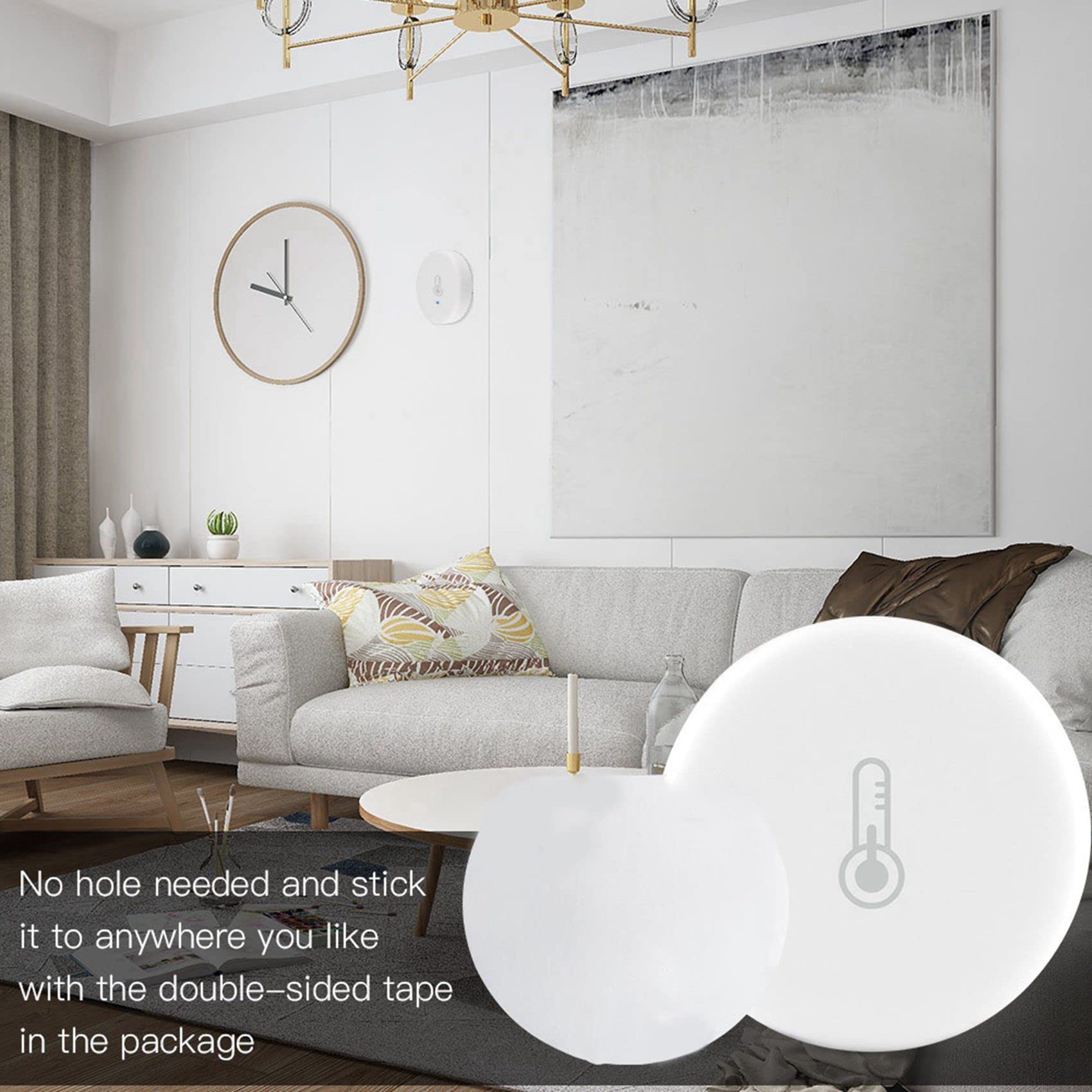 9x Capteur Intelligent de TempéRature et D'Humidité Tuya ZigBee 3.0 SéCurité AlimentéE par Batterie avec L'Application Tuya Life (B)