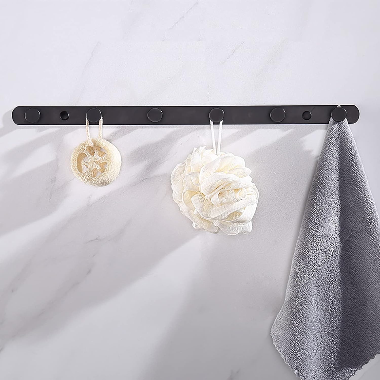 Coat Hook Hook Made of Stainless Steel Bathrobe Hook Wall Coat Rack Multi-Purpose Hook for Bathroom Kitchen Black (Size : 38cm) (54cm)