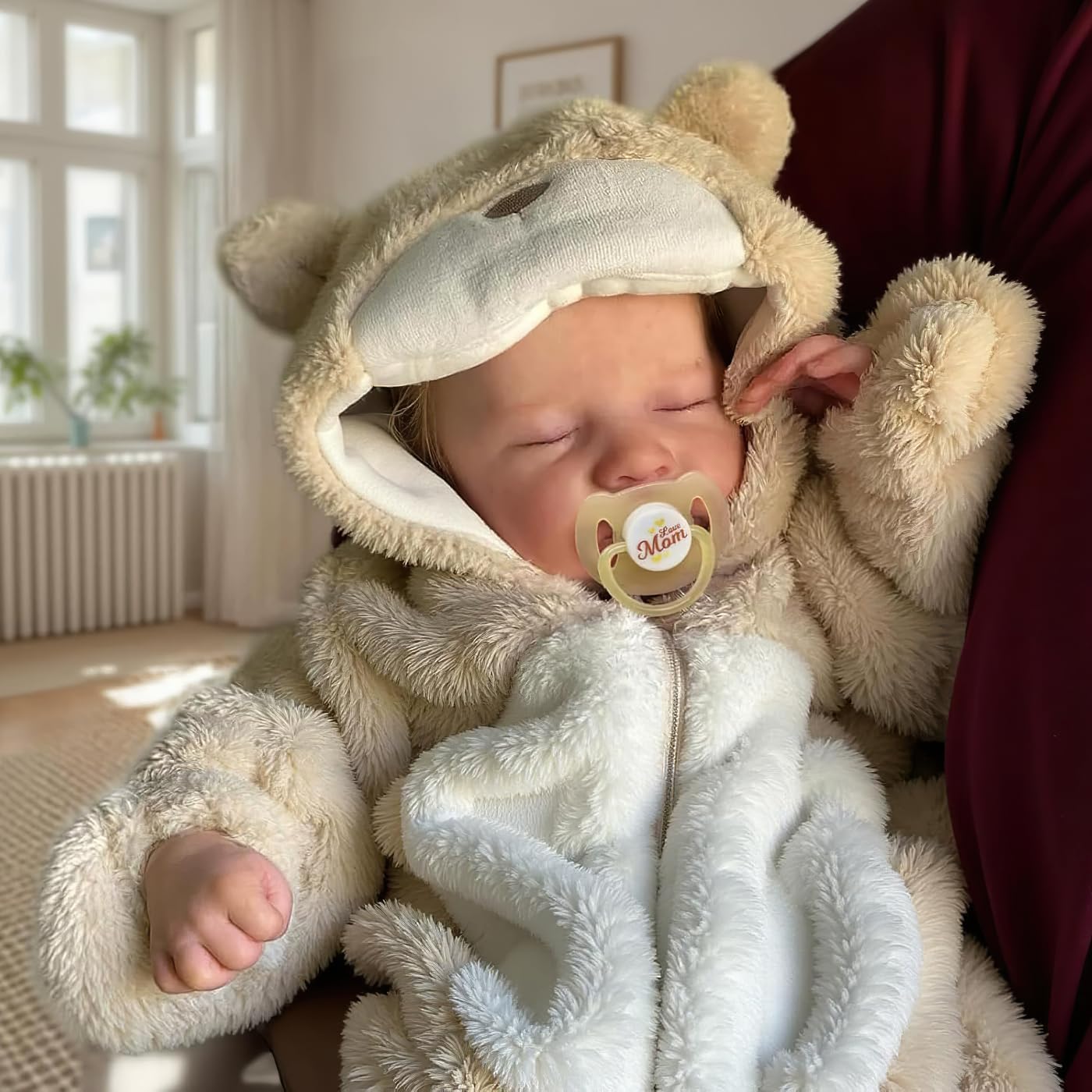 Wamdoll 19 Inch Realistic Reborn Baby Doll Lifelike Newborn Dolls- Forever Yours Beloved, Sleeping Cuddly Body Doll with Painted Hair & Bear Onesie Gift Set