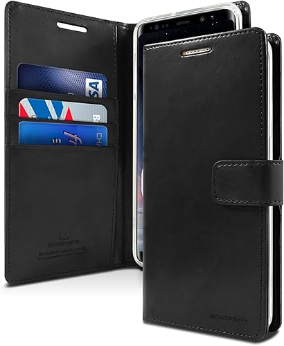 GOOSPERY Blue Moon Wallet para Samsung Galaxy Note 8 Case (2017) Funda de cuero con tapa (Negro)