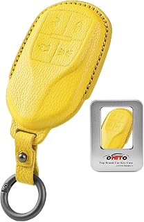 ontto Funda de piel para llave de coche, compatible con Maserati Levante Ghibli Quattroporte Granturismo GranCabrio, funda para llave, 4 botones, color amarillo