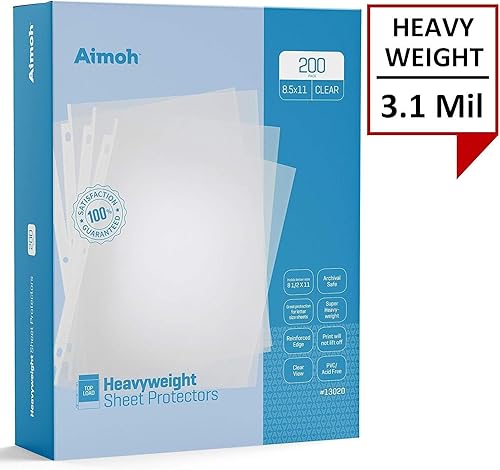 Miniatura 2 de Aimoh Protectores de hojas de presentación transparentes pesados, 200 unidades, tamaño de página, se adapta a papel de 8.5 x 11 pulgadas, borde