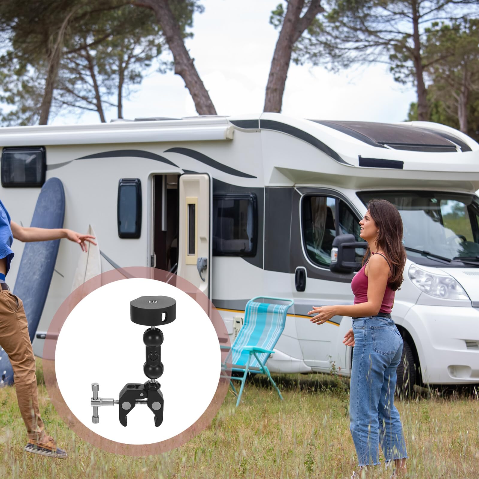 Veemoon Supporto Antenna Auto Regolabile in Lega di Alluminio Morsetto per Camper Montaggio Stabile per Antenna Radio su Veicoli Kit Staffa Adatto a Barche e Camion
