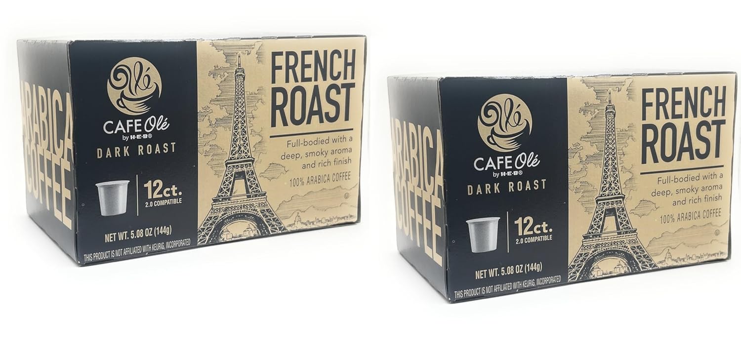 Cafe Ole HEB Single Serve Coffee Pods 12 count – 2 boxes (French Roast)