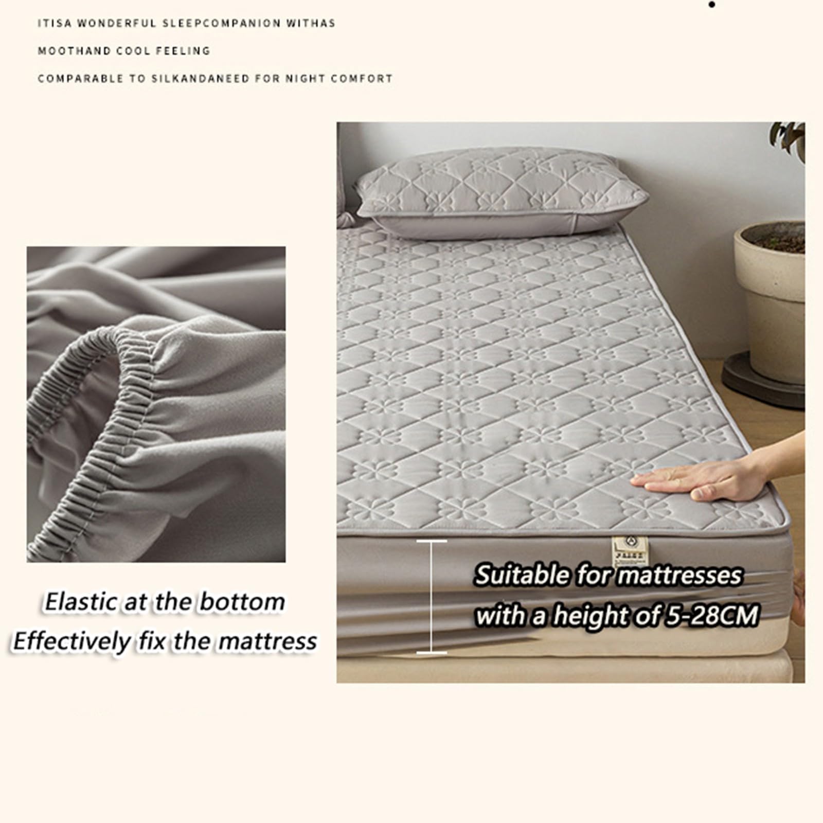 Wasserdichter Matratzenschoner,Gesteppter Matratzenbezug Spannbettlaken,Antibakterielle und Milbenhemmende Matratzenauflage für das Schlafzimmer im Haus(Darkgray,200x220cm)