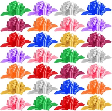 Chunyin 72 Pcs 5 Inch Pull Bows for Gift Wrapping Waterproof Wrap Gift Bows Reusable Ribbon for Christmas Wrap Accessory Birthday Anniversary SuppliesMulti Color