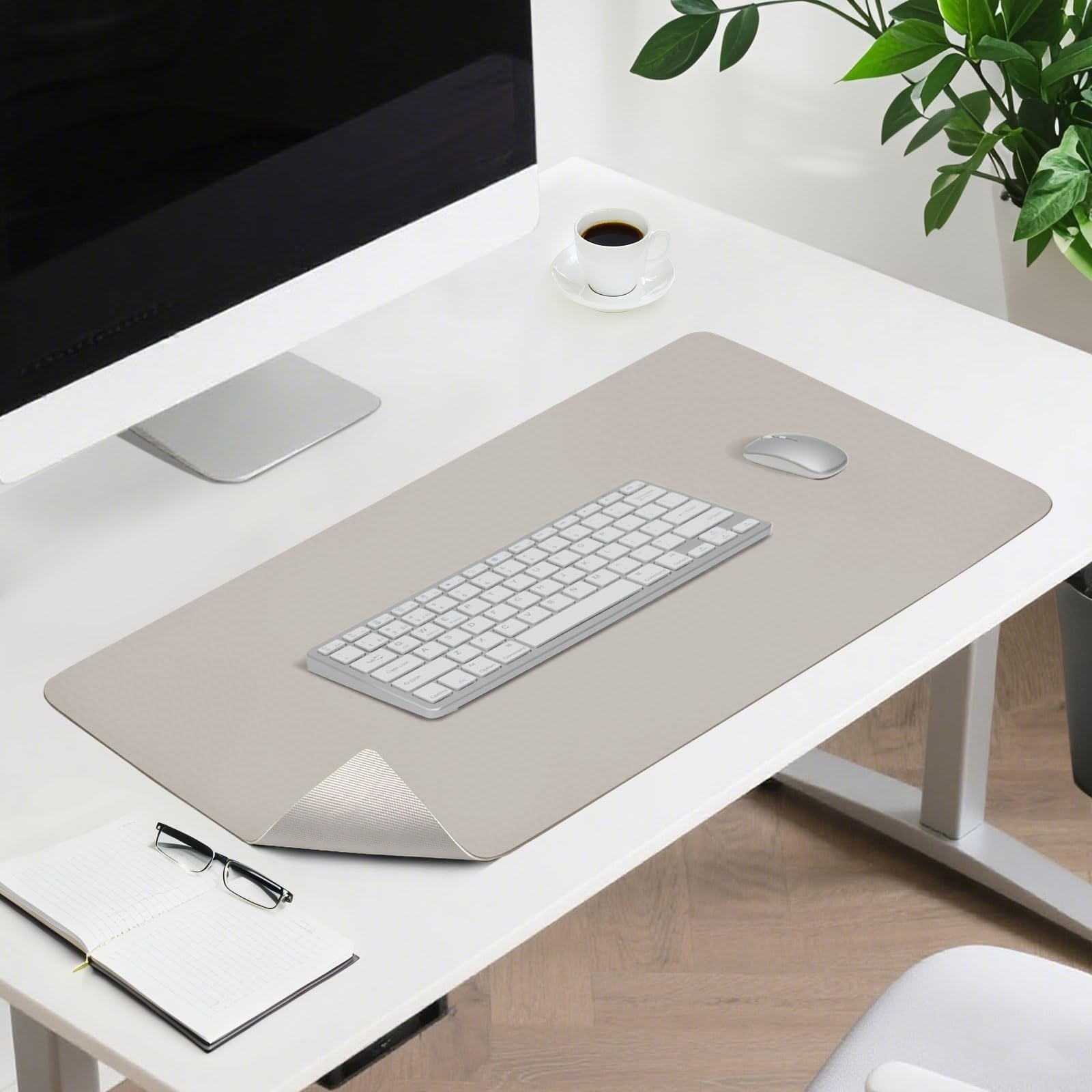 Tapis de bureau en cuir gris pour protéger votre table des rayures - 8