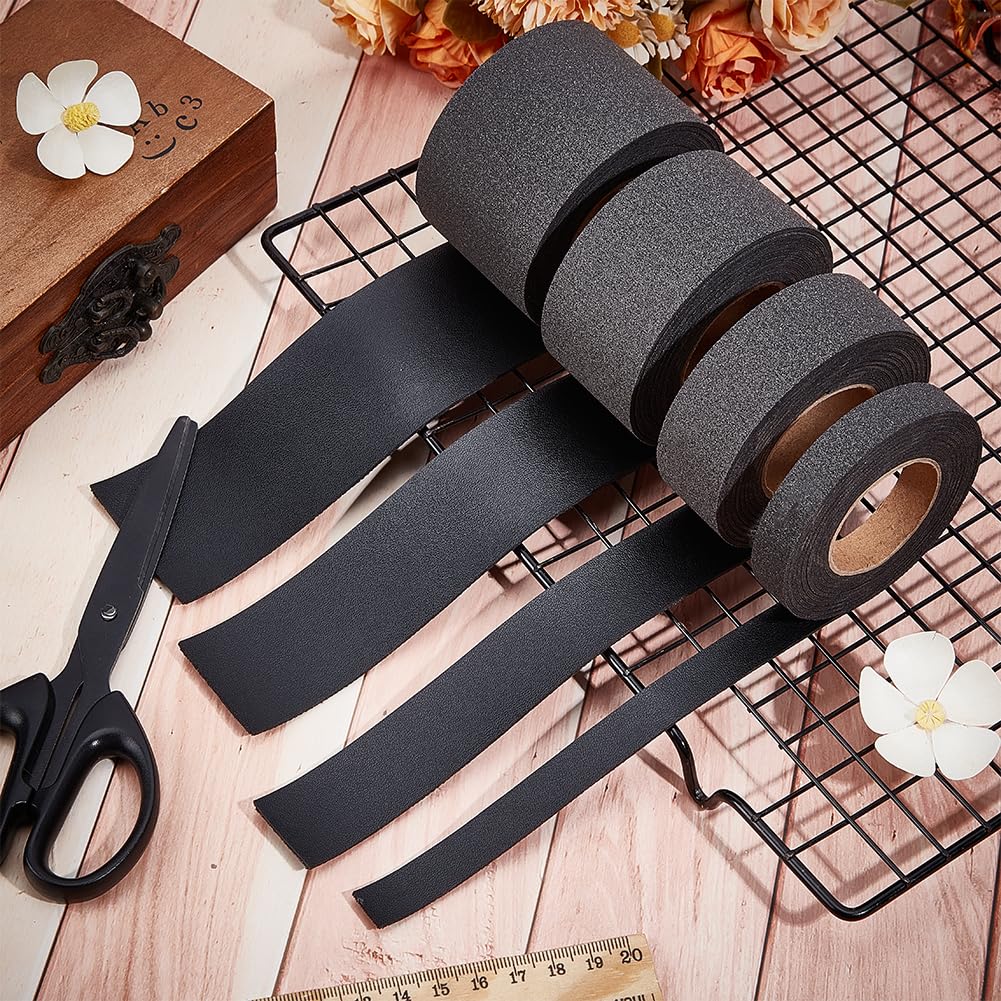 GORGECRAFT Black Leather Strips 50mm x 2m Single Sided Lychee Grain Leather Straps 1.7mm Thick Flat Imitation Leather Cord for DIY Crafts Guitar Belt Bracelets Jewelry Wrapping Handles Making - Image 4