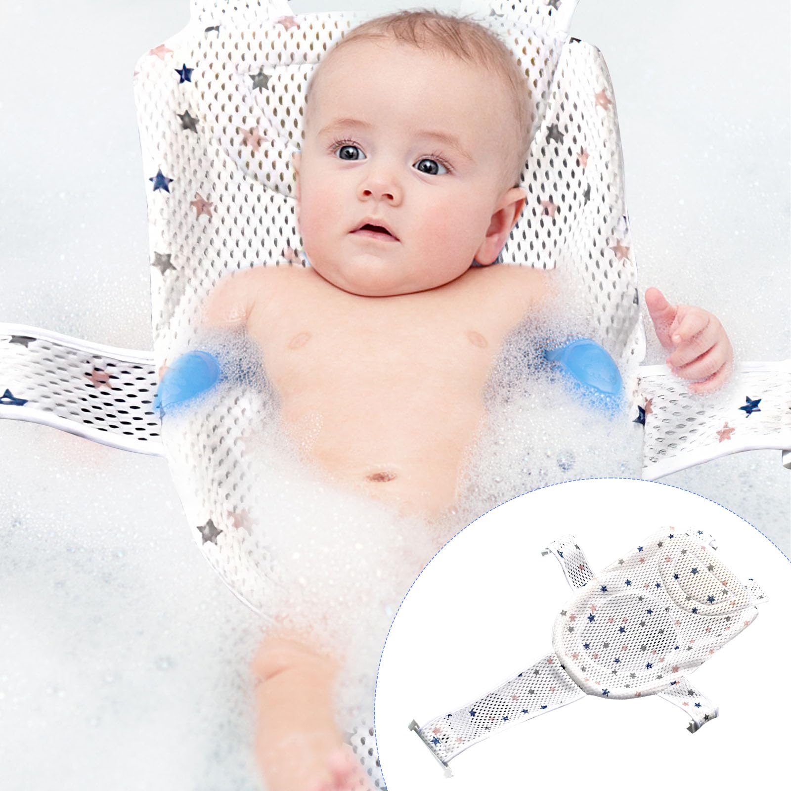 GIGIIS Baby Bad Stützkissen Badewannensitz Neugeborene Antirutsch Baby Bad Aufhängungs Pad Einsatz Babywanne Badewanneneinsatz Schnell Trocknend Baby Badewanne Pad für Neugeborene Verstellbar