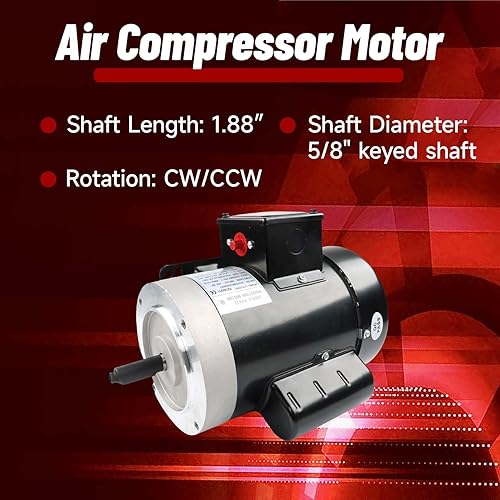 Miniatura 5 de findmall Motor de propósito general TEFC 60HZ del motor eléctrico 1/2HP 56C 1725RPM monofásico del motor de uso general