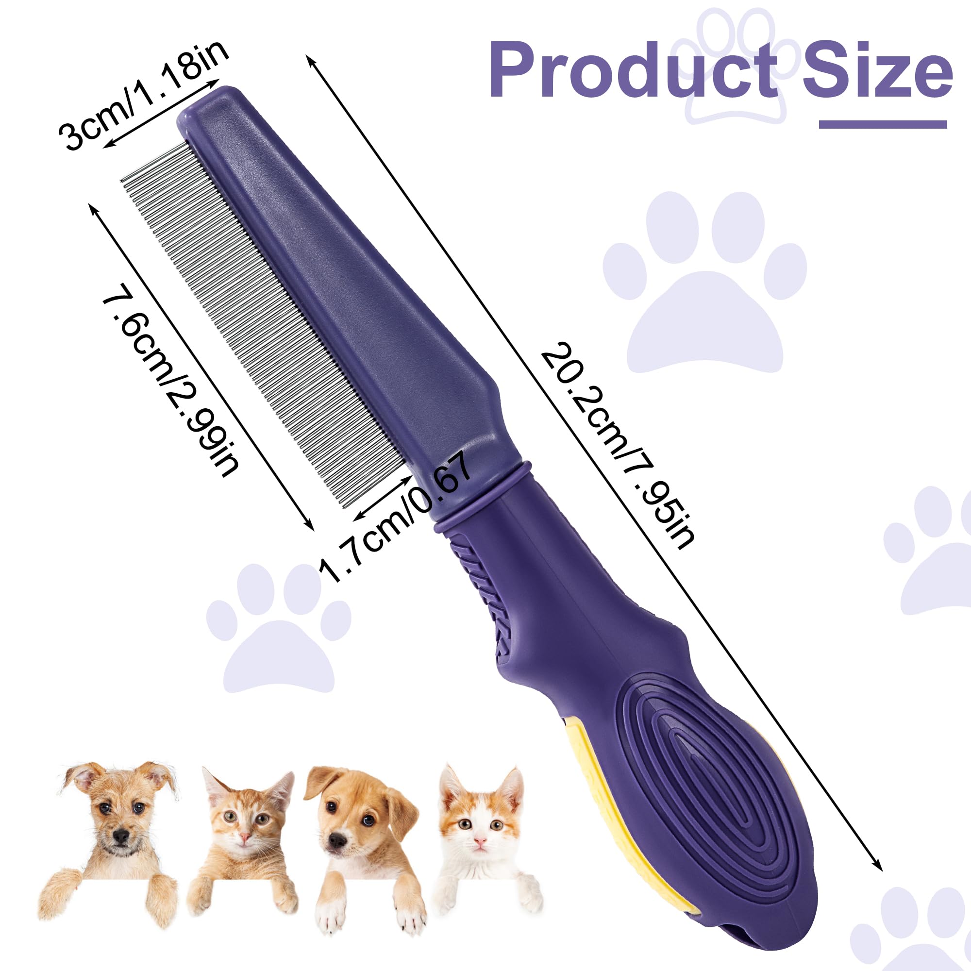 Peigne anti-puces pour Chien & Chat Dents Fines Peignes de Toilettage pour Animaux de Compagnie Douce Peignes de Nettoyage pour Protéger Animal des Puces & Tiques