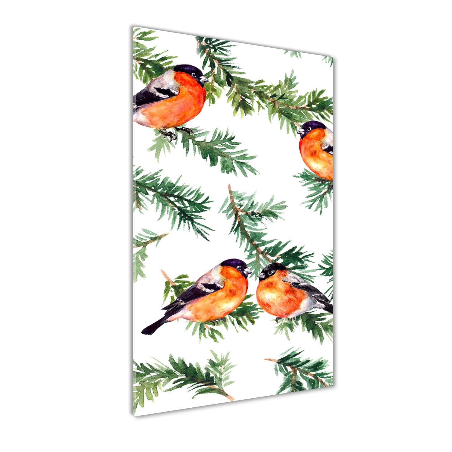 Tableau Robin et conifères Tulup | Peinture sur verre trempé souvenir de nature