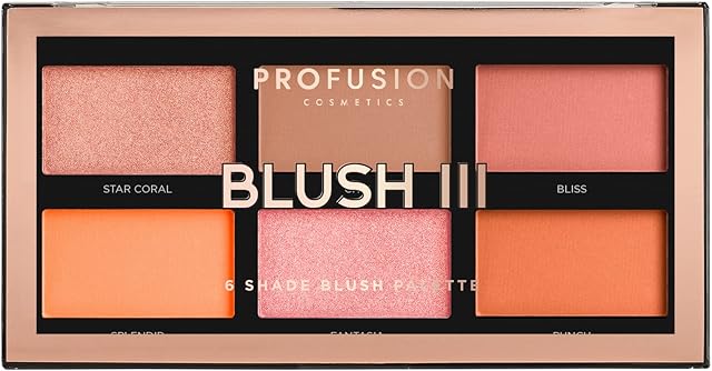 Profusion Cosmetics Blush III 6 Shade Blush Palette, Multicolour