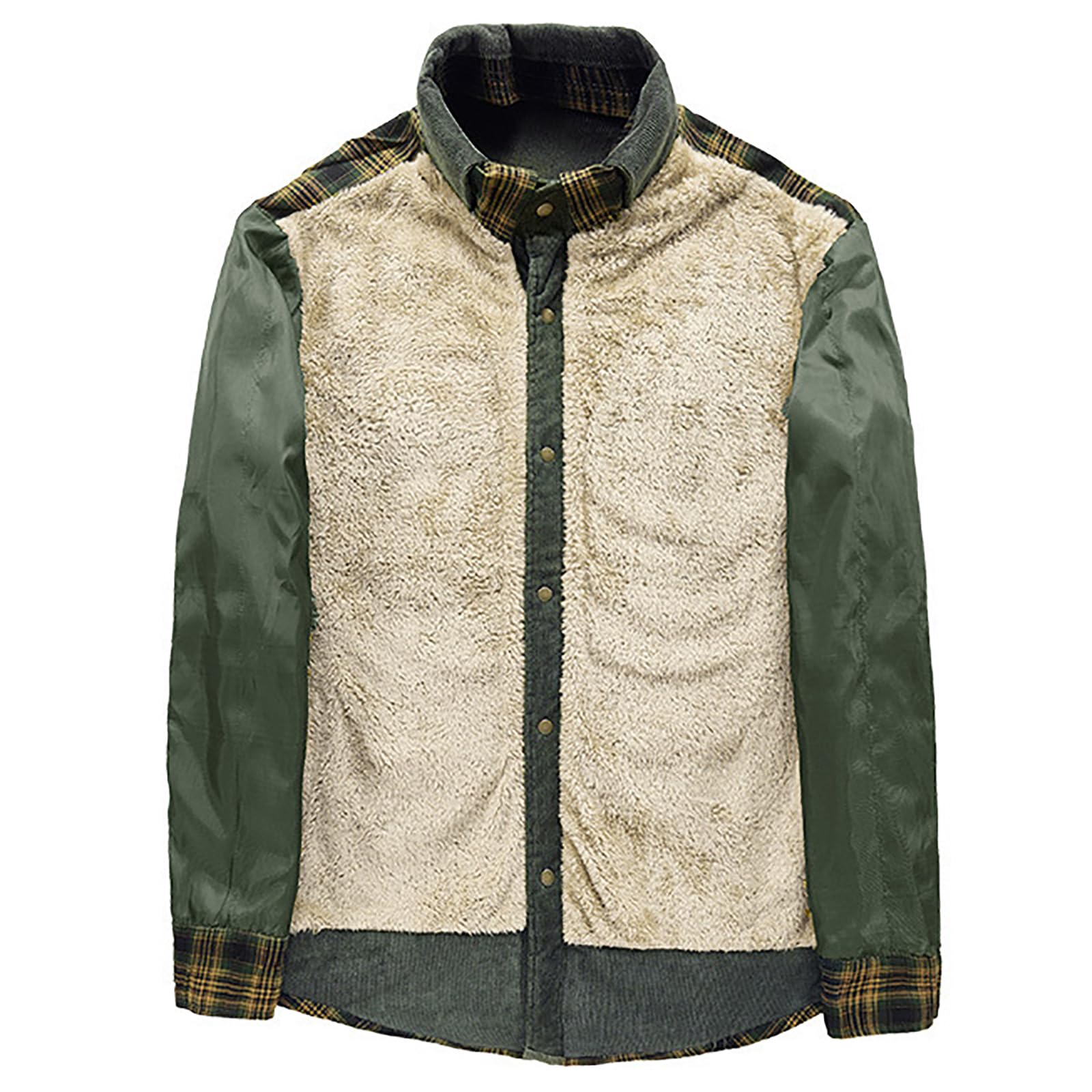 Herren Thermohemd Flanellhemd Winterjacke Fleecefutter Schützendem Holzfällerhemd Arbeitshemd(Size:L,Color:Grün)
